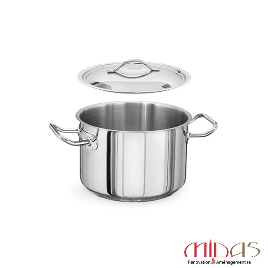 Pot Cylindrique Moyen Profond En Acier 50*30 Avec Couvercle ( 30145030 )